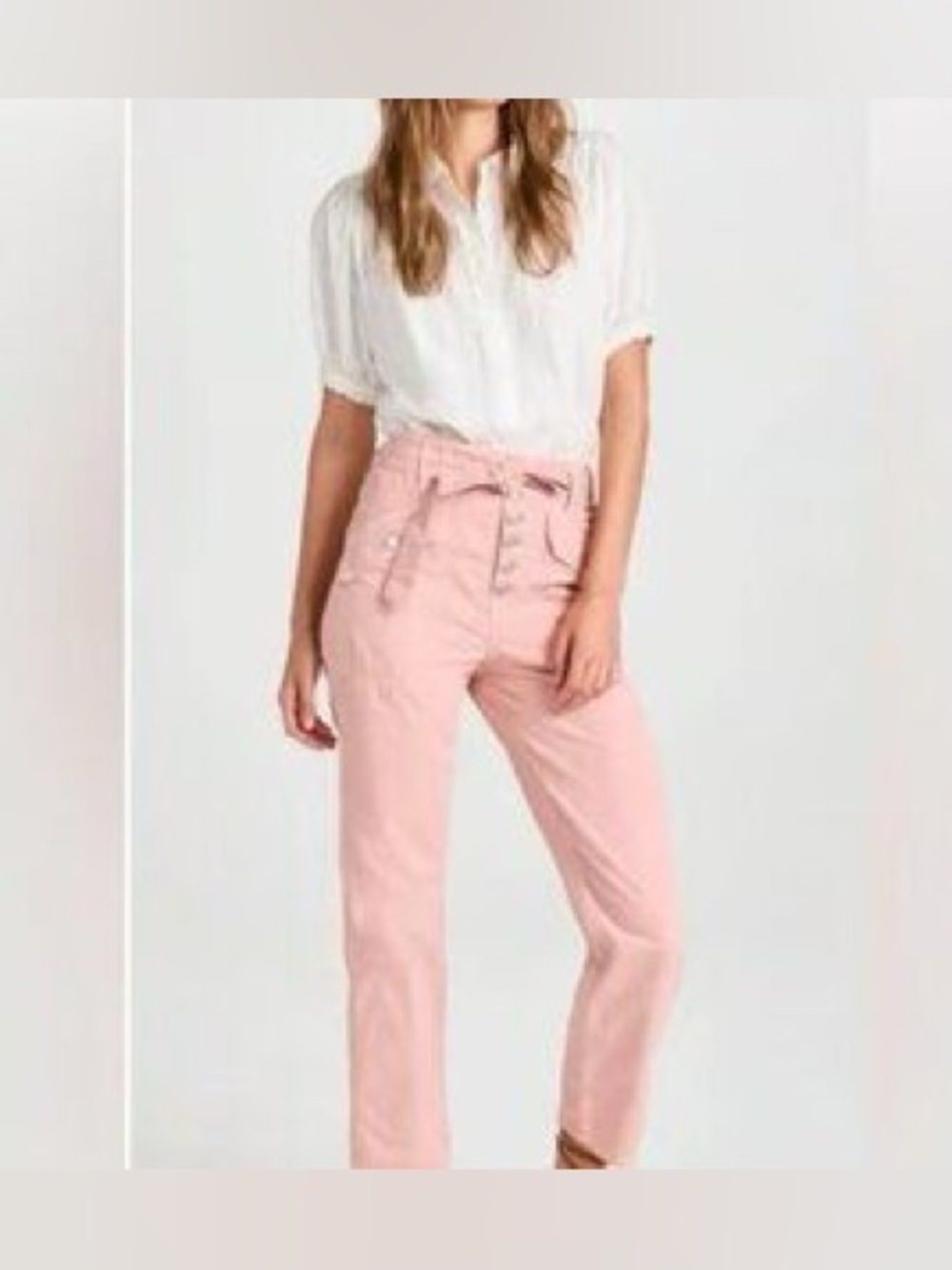 Veronica Beard Pink High-Waist Button-Front Jeans 806